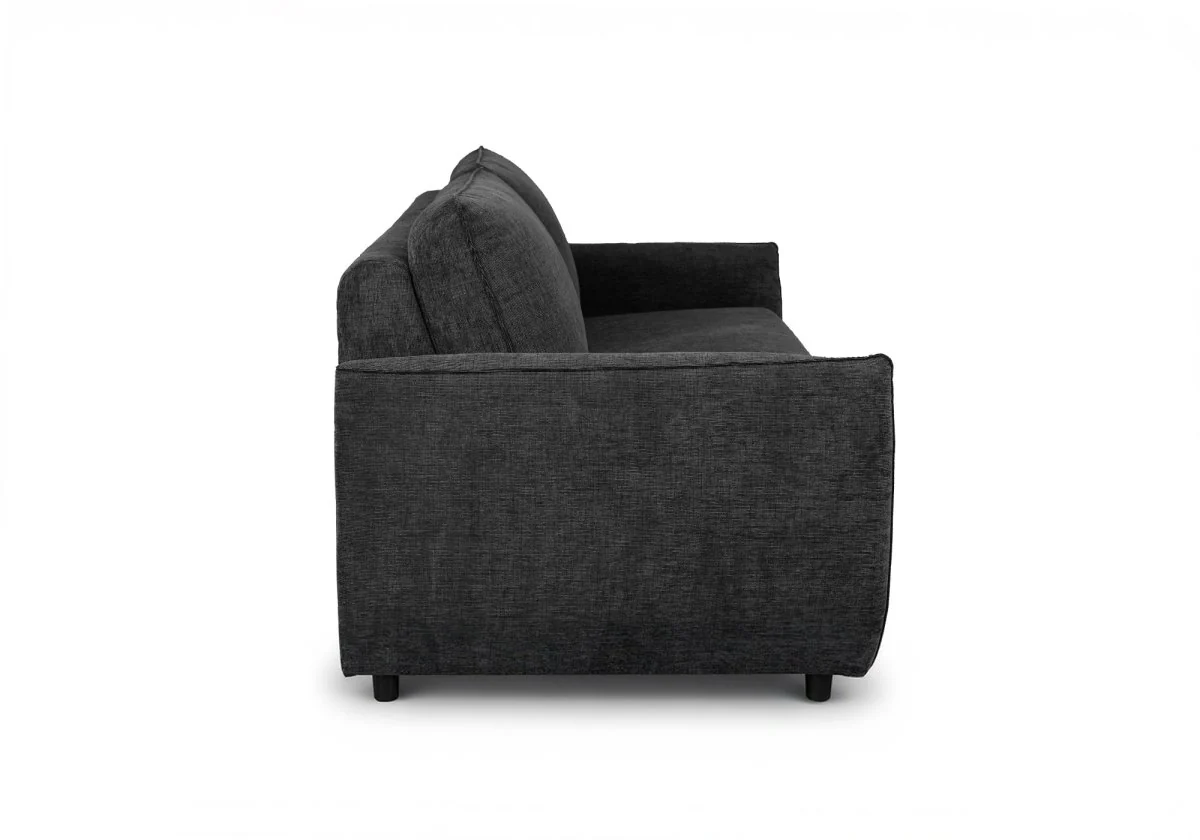 Canapé convertible express 3 places en velours texturé gris foncé CHIARA - Image 9