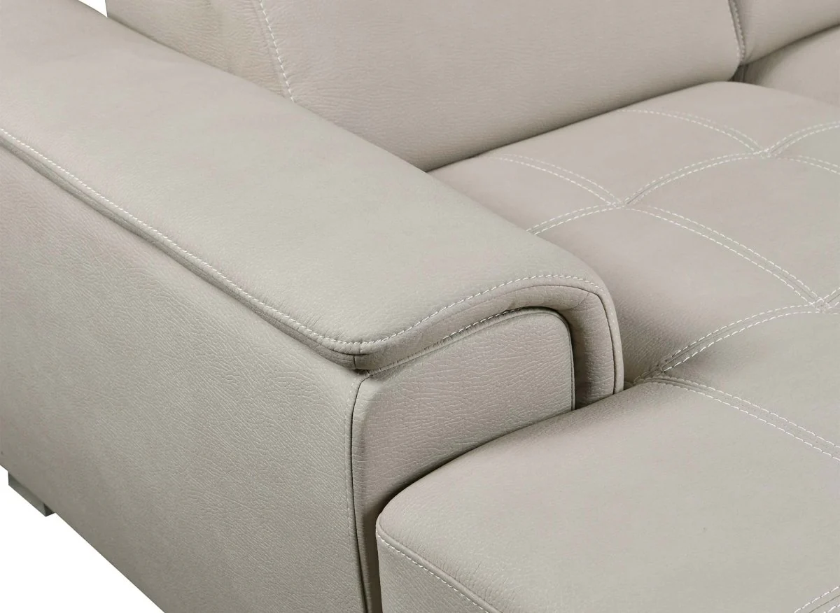 Canapé convertible et panoramique avec coffre de rangement en tissu beige OLIVER - Angle Droit - Image 10