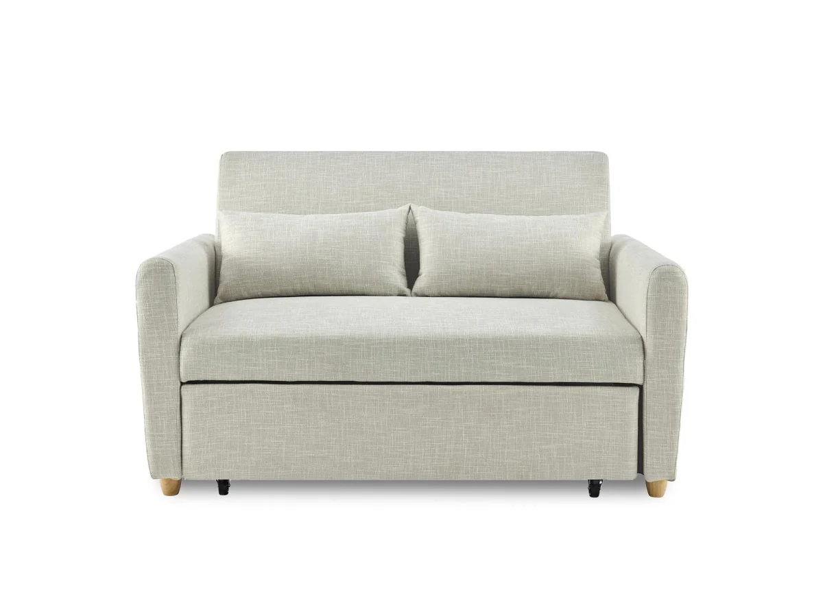 Canapé convertible 3 places en tissu beige KALAYA - Image 6