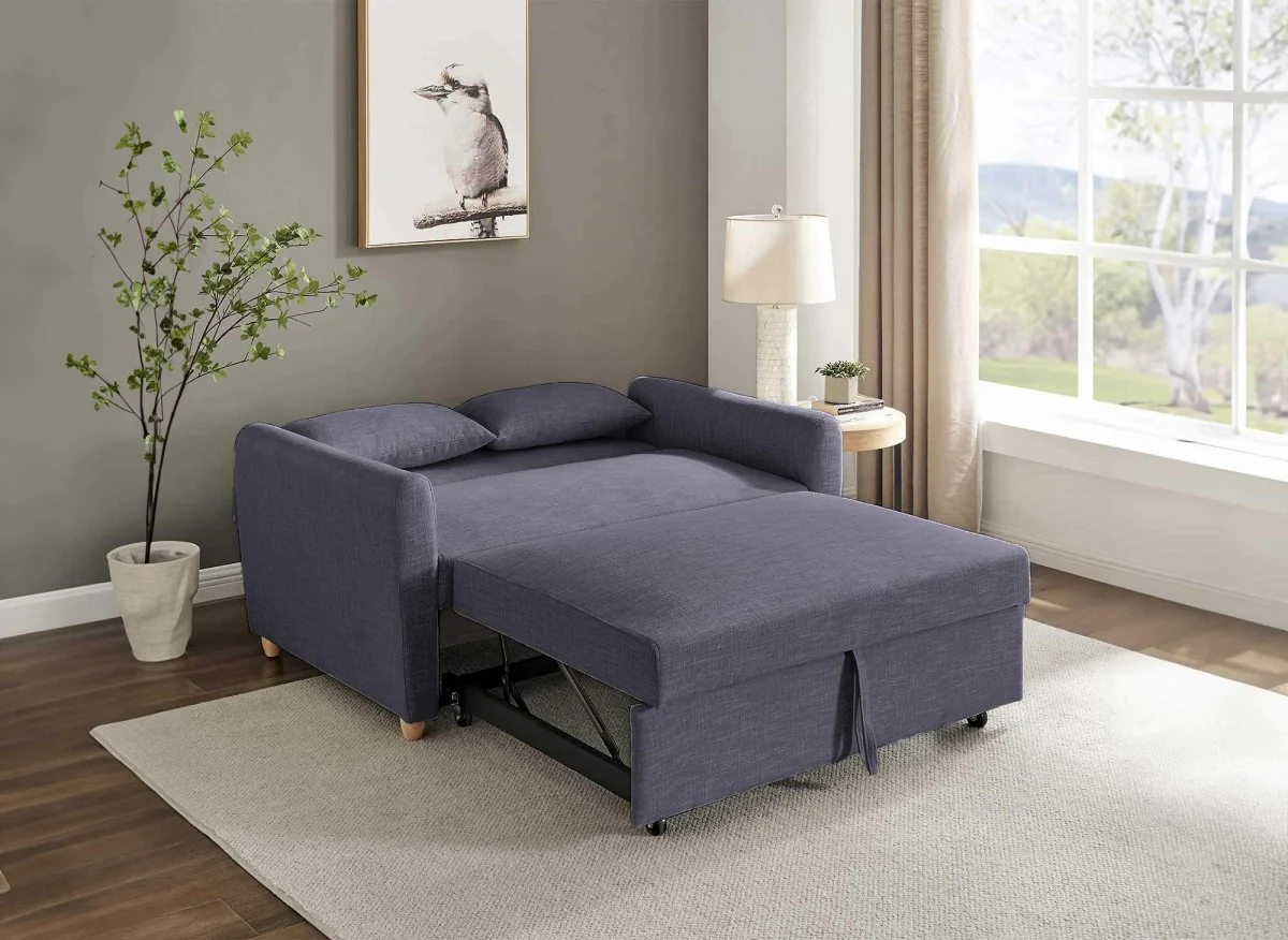 Canapé convertible 3 places en tissu gris foncé KALAYA - Image 2