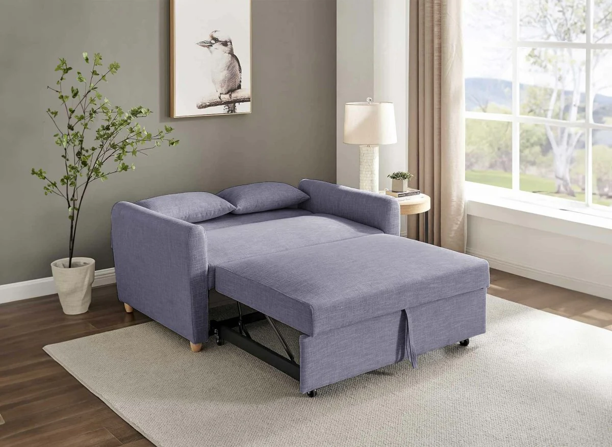 Canapé convertible 3 places en tissu gris KALAYA - Image 2