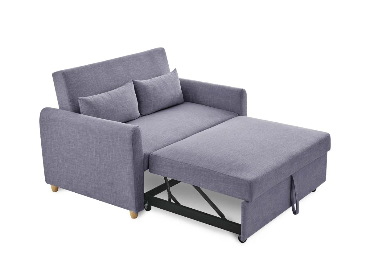 Canapé convertible 3 places en tissu gris KALAYA - Image 5