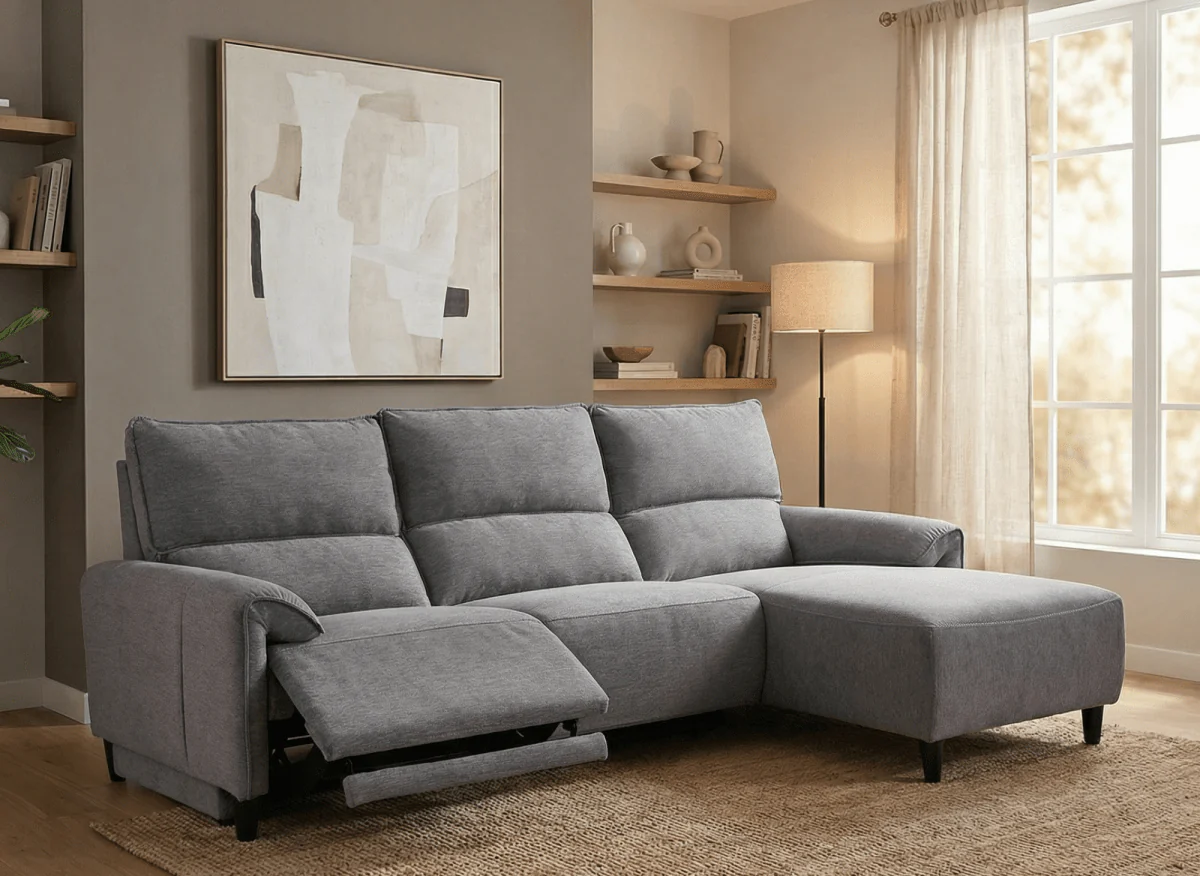 Canapé d’angle relax électrique en tissu gris foncé LUDMILA - Angle droit - Image 2