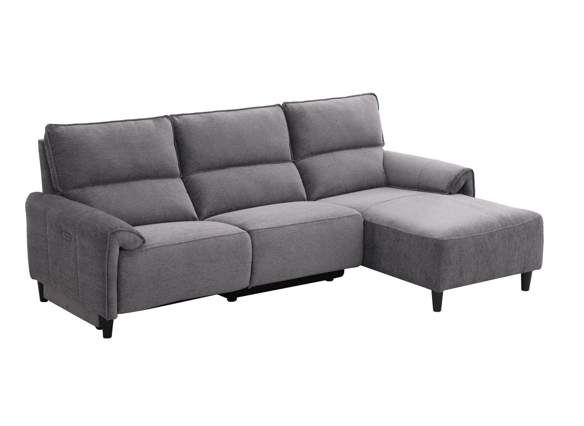Canapé d’angle relax électrique en tissu gris foncé LUDMILA - Angle droit - Image 3