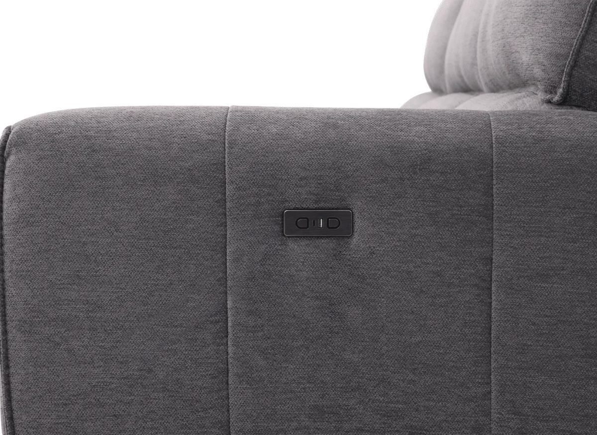 Canapé d’angle relax électrique en tissu gris foncé LUDMILA - Angle gauche - Image 11