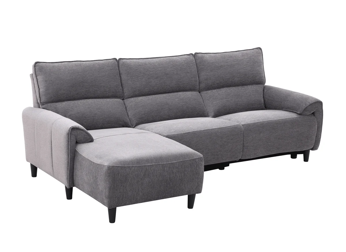 Canapé d’angle relax électrique en tissu gris foncé LUDMILA - Angle gauche - Image 6