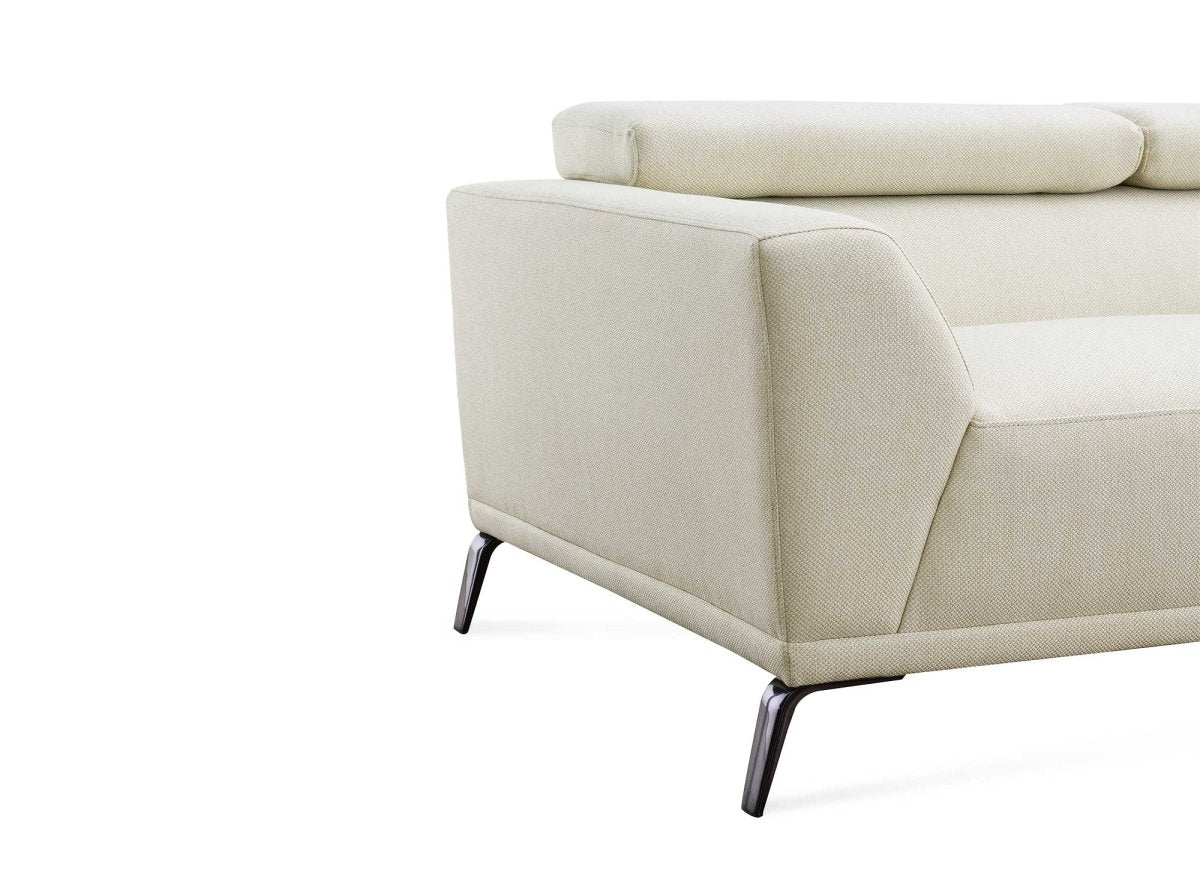 Canapé d'angle fixe avec méridienne en tissu beige KALISTA - Angle Droit - Image 5