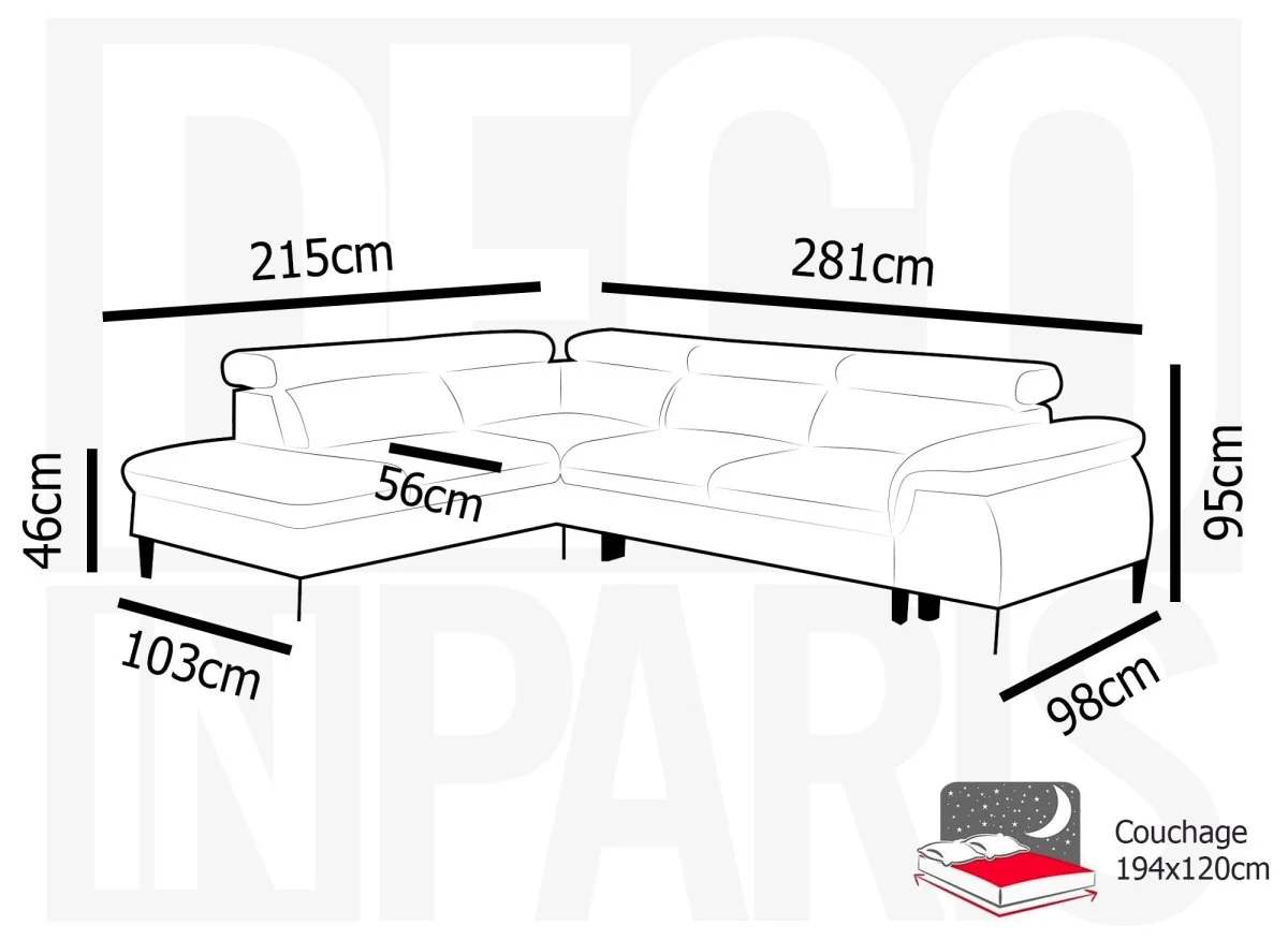 Canapé d'angle convertible avec coffre de rangement en velours beige SWAN - Angle gauche - Image 9