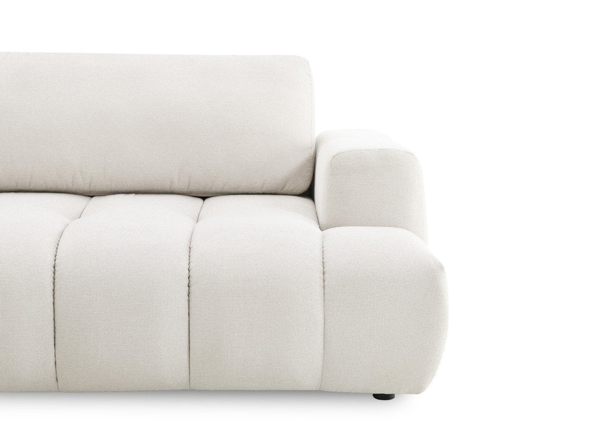 Canapé d'angle convertible avec coffre en tissu beige HAVEN - Angle gauche - Image 9