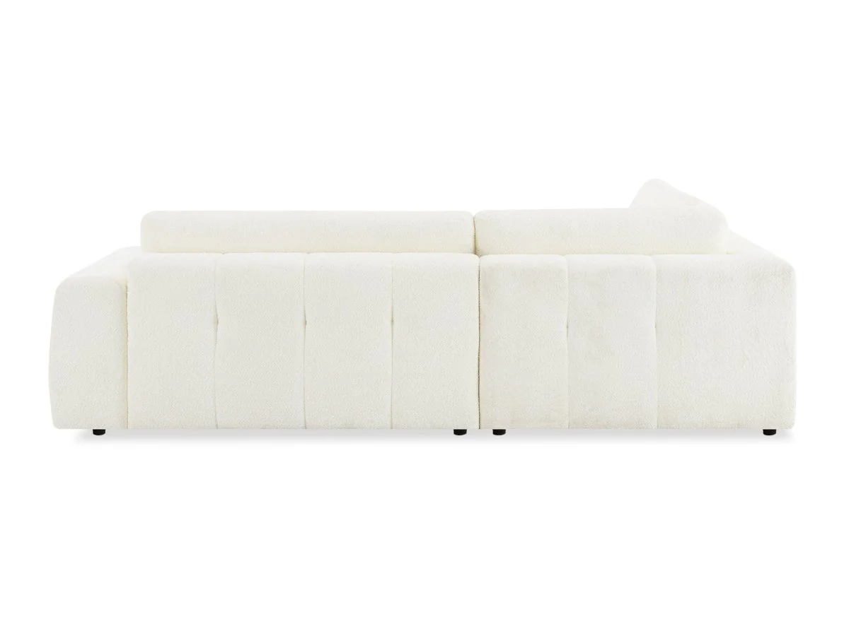 Canapé d'angle convertible avec coffre en tissu bouclette écru HAVEN - Angle gauche - Image 11