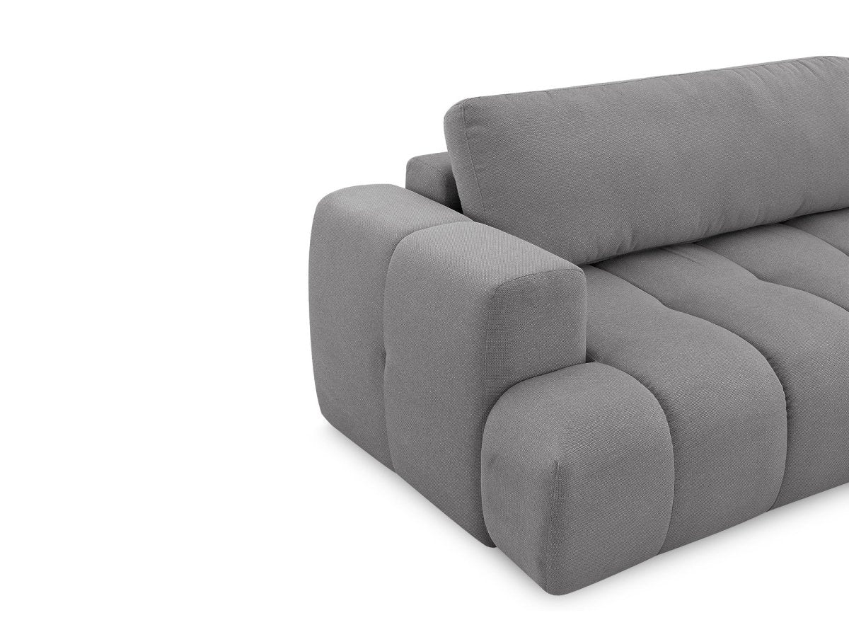 Canapé d'angle convertible avec coffre en tissu gris HAVEN - Angle droit - Image 10