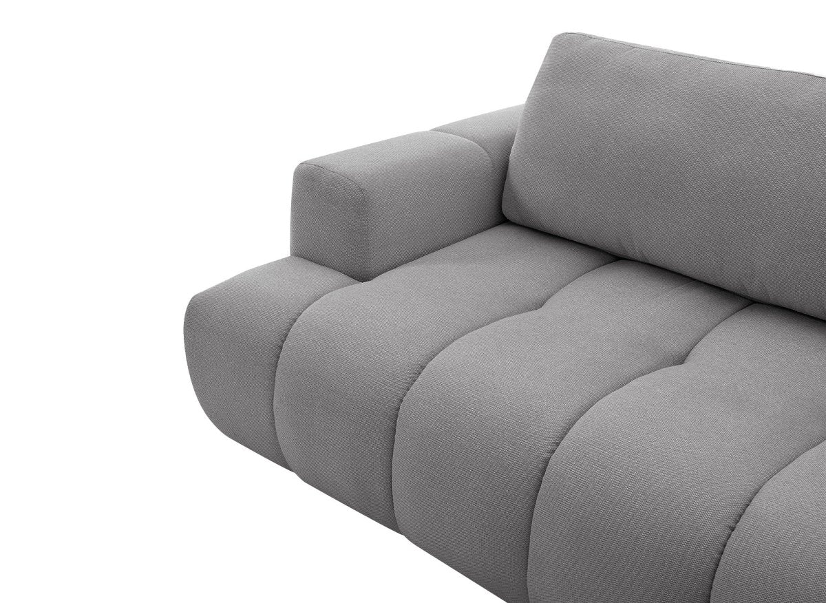 Canapé d'angle convertible avec coffre en tissu gris HAVEN - Angle droit - Image 11
