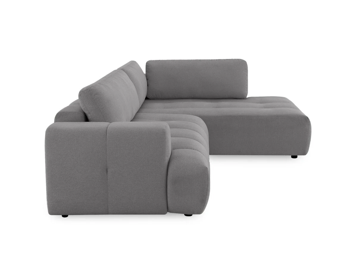 Canapé d'angle convertible avec coffre en tissu gris HAVEN - Angle droit - Image 6
