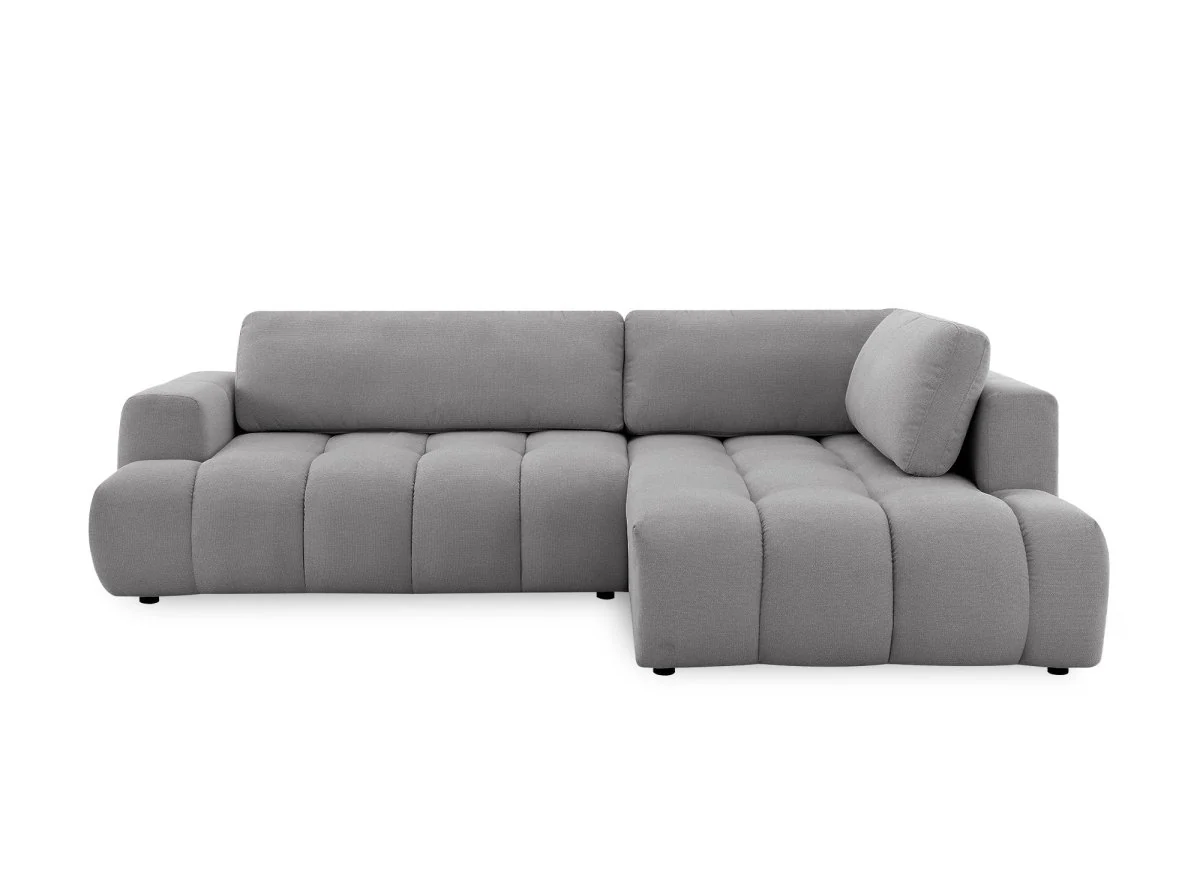 Canapé d'angle convertible avec coffre en tissu gris HAVEN - Angle droit - Image 7