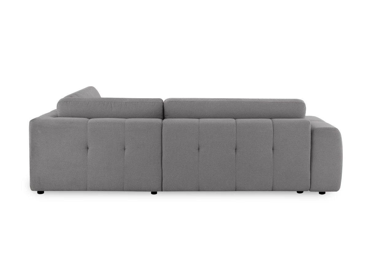Canapé d'angle convertible avec coffre en tissu gris HAVEN - Angle droit - Image 8
