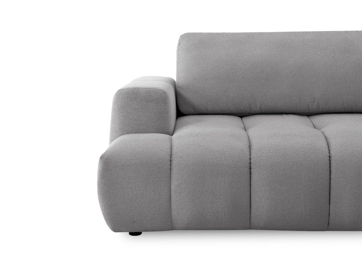 Canapé d'angle convertible avec coffre en tissu gris HAVEN - Angle droit - Image 9