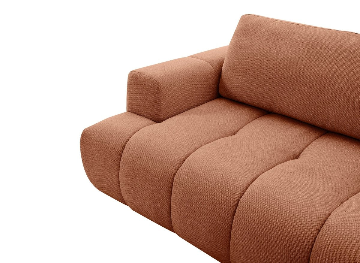Canapé d'angle convertible avec coffre en tissu terracotta HAVEN - Angle droit - Image 11