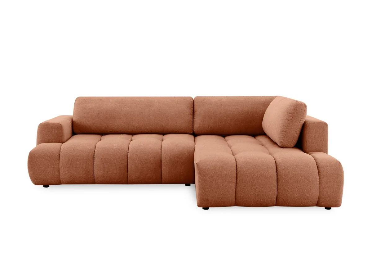 Canapé d'angle convertible avec coffre en tissu terracotta HAVEN - Angle droit - Image 7