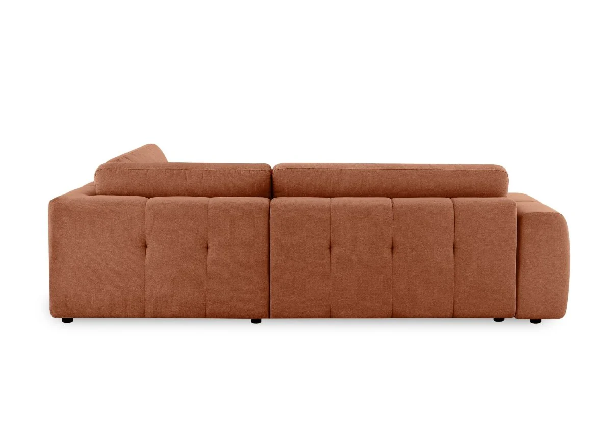 Canapé d'angle convertible avec coffre en tissu terracotta HAVEN - Angle droit - Image 8