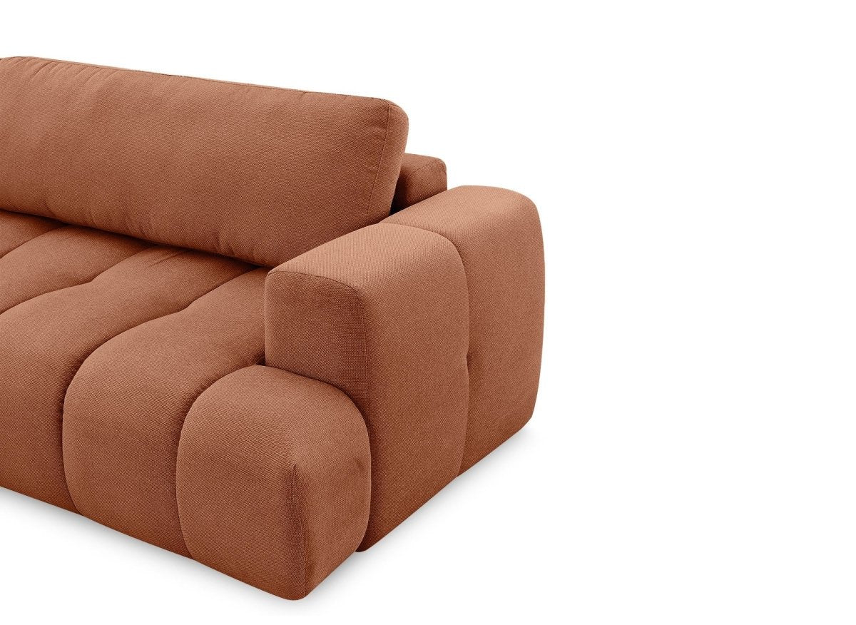 Canapé d'angle convertible avec coffre en tissu terracotta HAVEN - Angle gauche - Image 10