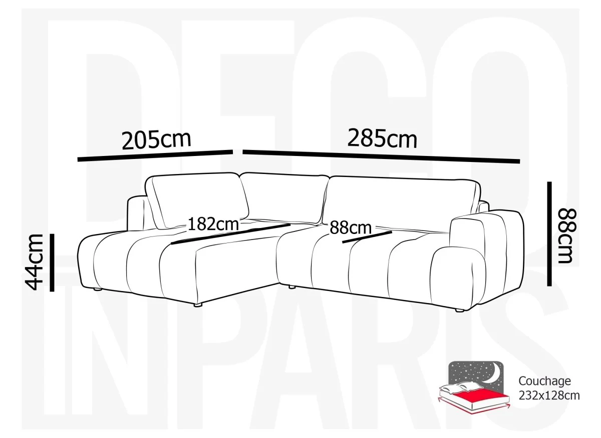 Canapé d'angle convertible avec coffre en tissu vert olive HAVEN - Angle gauche - Image 13