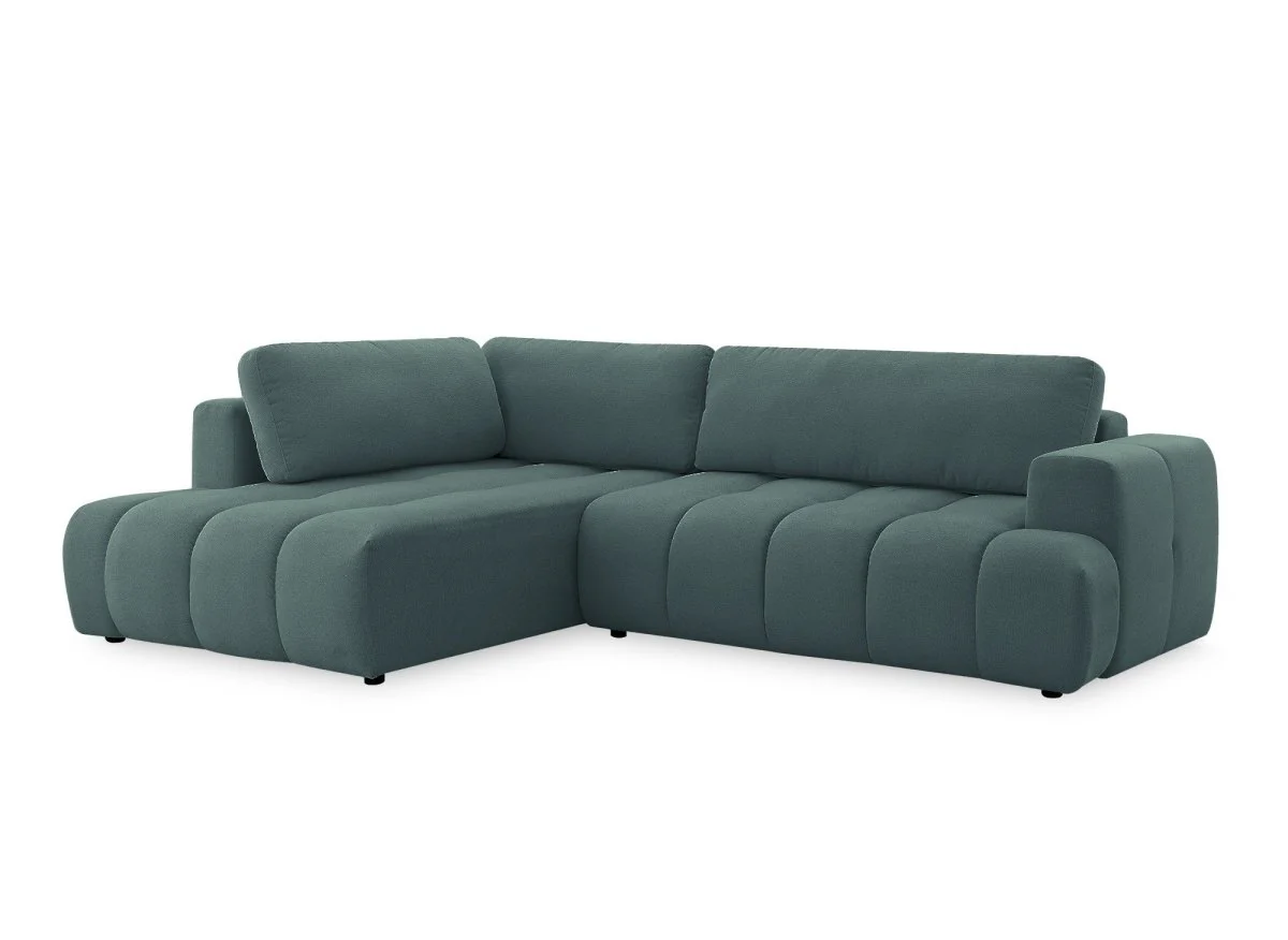 Canapé d'angle convertible avec coffre en tissu vert olive HAVEN - Angle gauche - Image 3