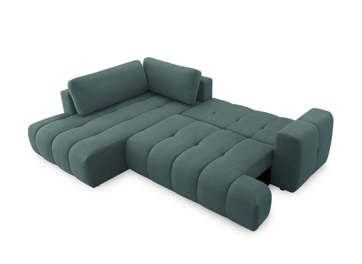 Canapé d'angle convertible avec coffre en tissu vert olive HAVEN - Angle gauche - Image 4