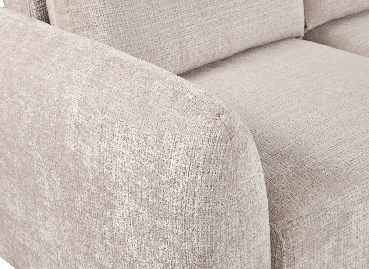 Canapé d'angle convertible avec coffre en velours chiné beige MARLA - Angle droit - Image 8