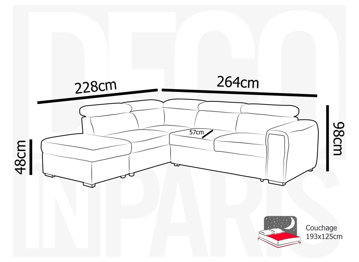 Canapé d'angle convertible avec coffre en velours côtelé épais beige ZENOVA - Angle gauche - Image 11