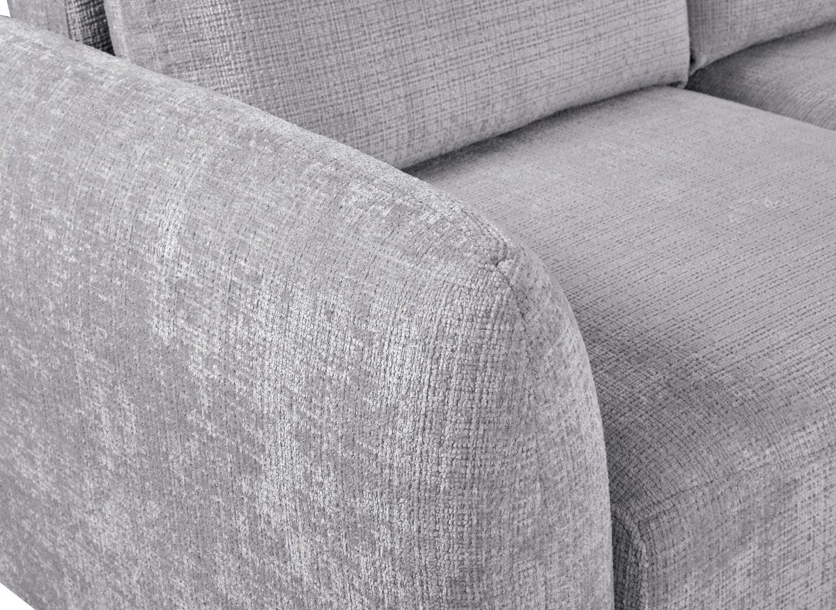 Canapé d'angle convertible avec coffre en velours chiné gris MARLA - Angle droit - Image 8