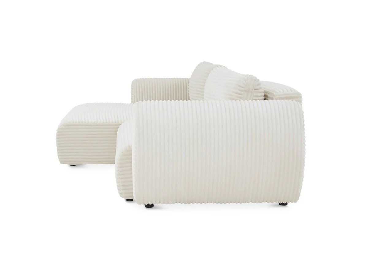 Canapé d'angle convertible avec coffre en velours gros côtelé doux beige TILDA - Angle gauche - Image 7