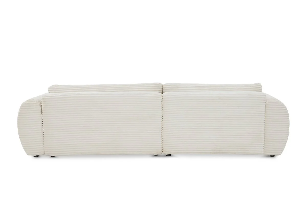 Canapé d'angle convertible avec coffre en velours gros côtelé doux beige TILDA - Angle gauche - Image 8