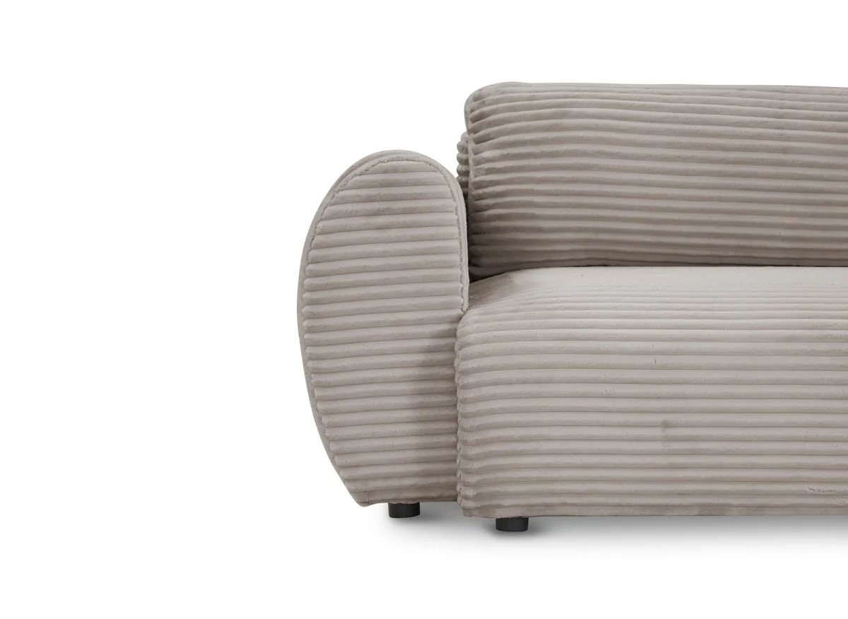Canapé d'angle convertible avec coffre en velours gros côtelé doux taupe TILDA - Angle droit - Image 10
