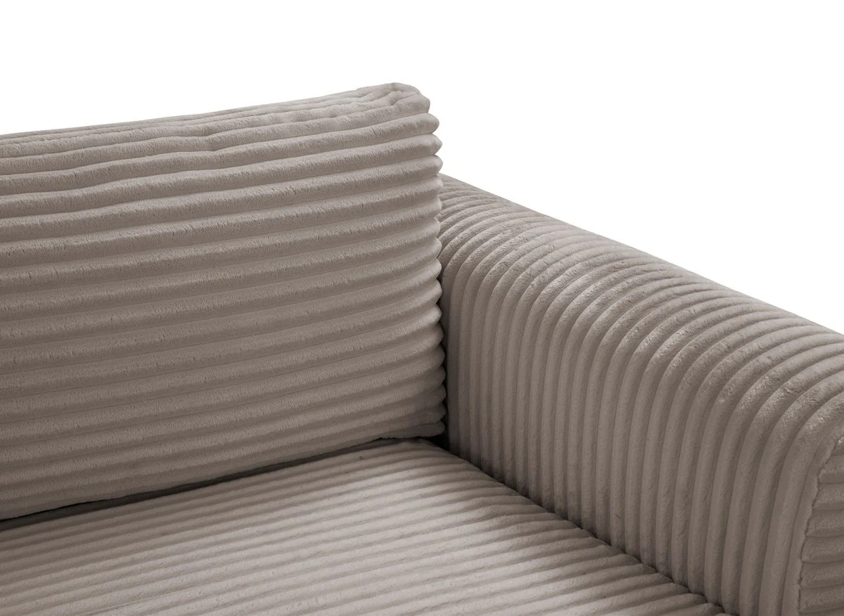 Canapé d'angle convertible avec coffre en velours gros côtelé doux taupe TILDA - Angle droit - Image 11