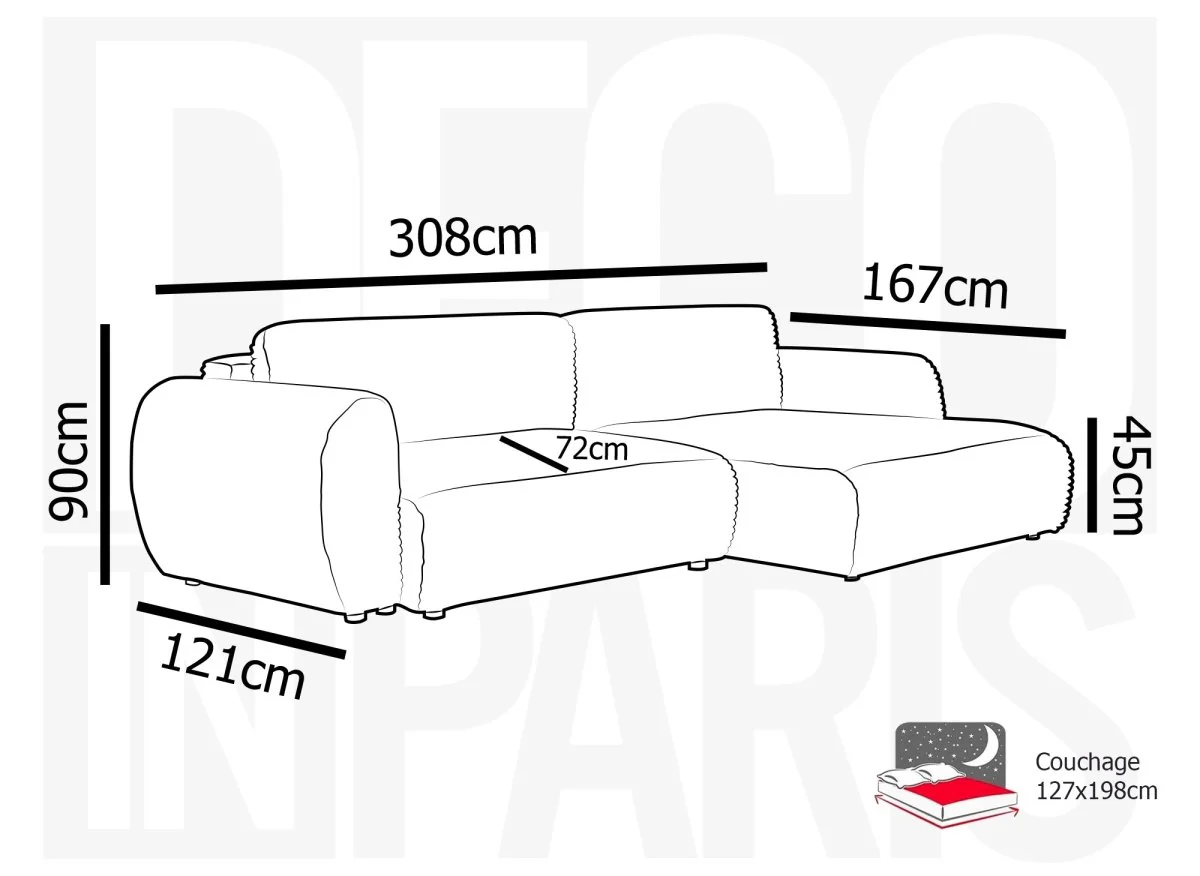 Canapé d'angle convertible avec coffre en velours gros côtelé doux taupe TILDA - Angle droit - Image 14