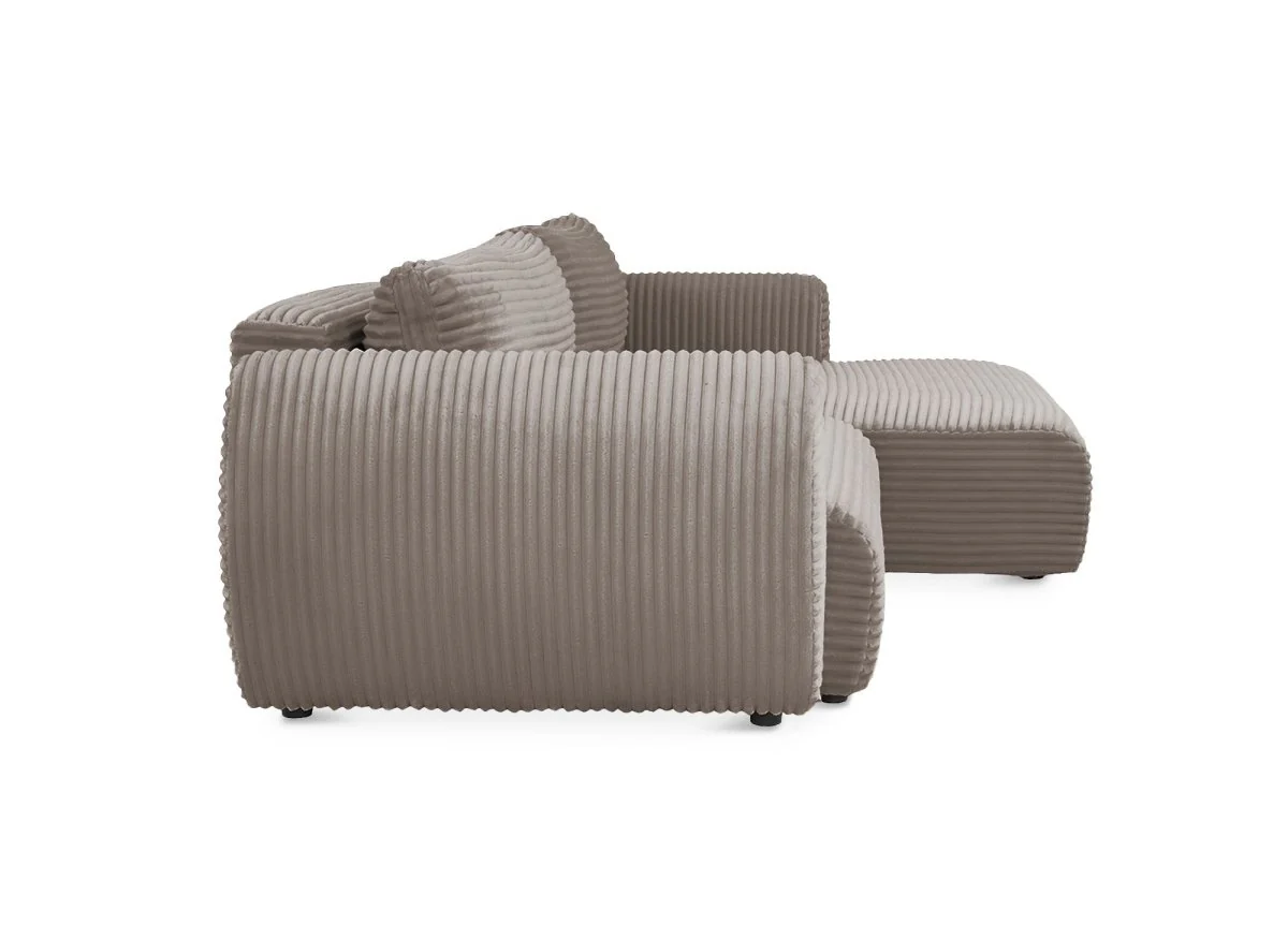 Canapé d'angle convertible avec coffre en velours gros côtelé doux taupe TILDA - Angle droit - Image 7