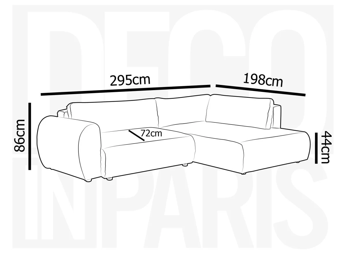 Canapé d'angle convertible avec méridienne et coffre en gros côtelé doux beige TILDA - Angle droit - Image 13