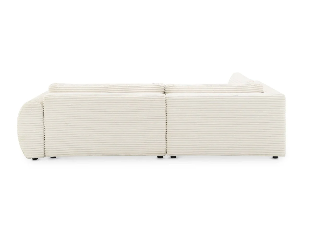 Canapé d'angle convertible avec méridienne et coffre en gros côtelé doux beige TILDA - Angle gauche - Image 8
