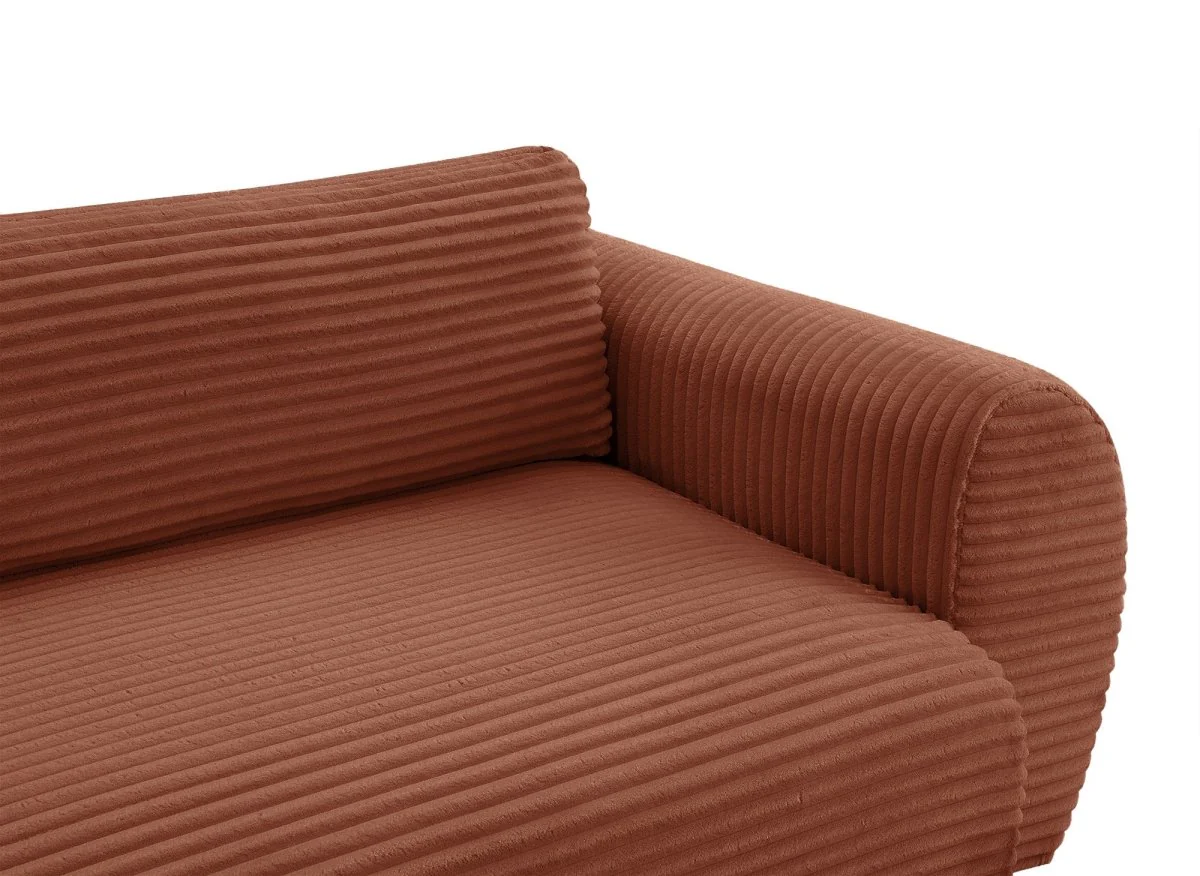 Canapé d'angle convertible avec méridienne et coffre en gros côtelé terracotta TILDA - Angle droit - Image 10