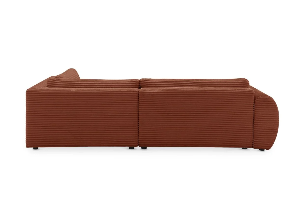 Canapé d'angle convertible avec méridienne et coffre en gros côtelé terracotta TILDA - Angle droit - Image 8