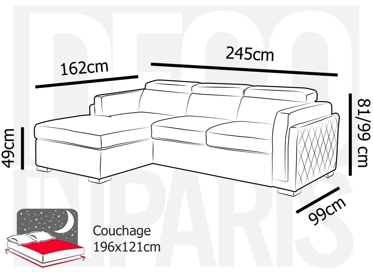 Canapé d'angle convertible en tissu beige CHANDLER - Angle gauche - Image 8