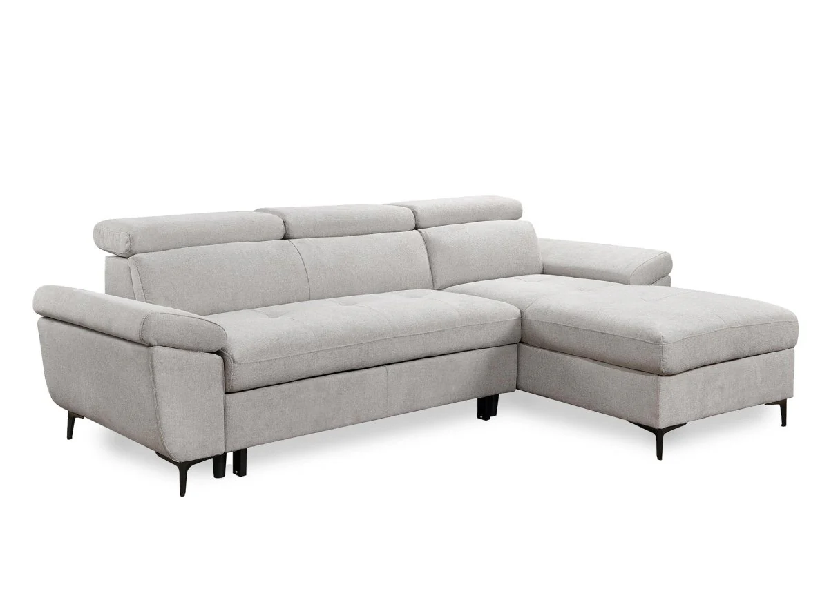 Canapé d'angle convertible en tissu beige MONICA - Angle droit - Image 5