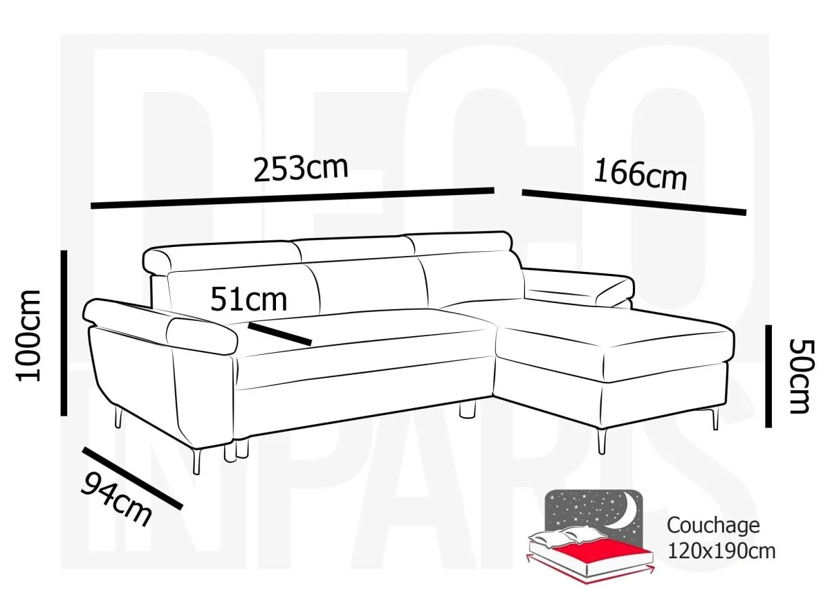 Canapé d'angle convertible en tissu beige MONICA - Angle droit - Image 9
