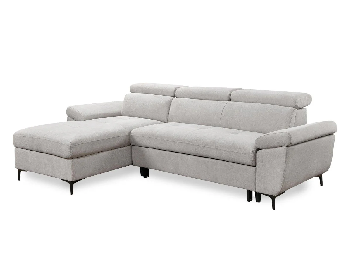 Canapé d'angle convertible en tissu beige MONICA - Angle gauche - Image 5