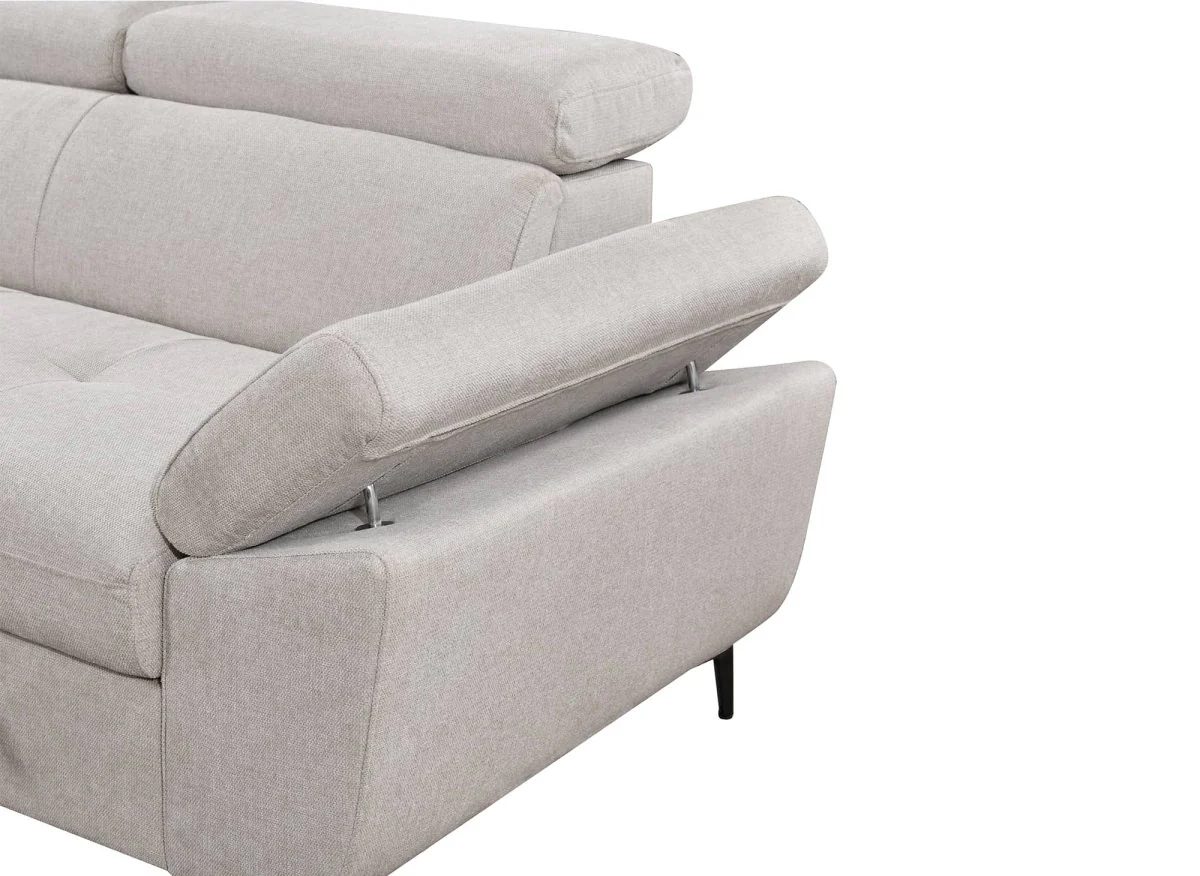 Canapé d'angle convertible en tissu beige MONICA - Angle gauche - Image 8