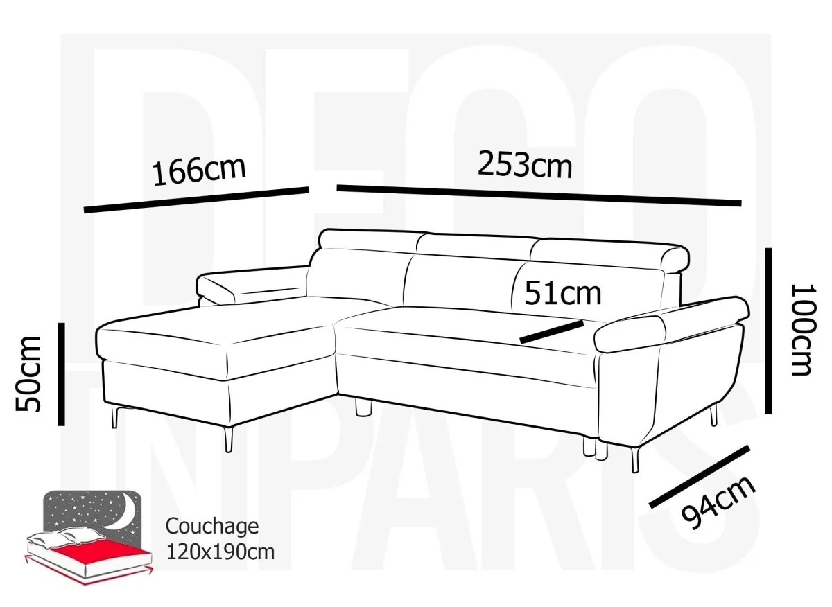 Canapé d'angle convertible en tissu beige MONICA - Angle gauche - Image 9
