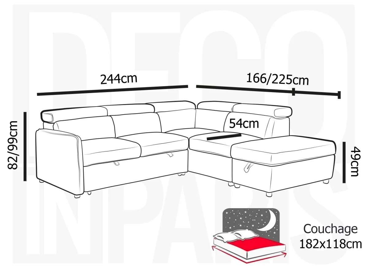 Canapé d'angle convertible en tissu beige NAIROBI - Angle droit - Image 9