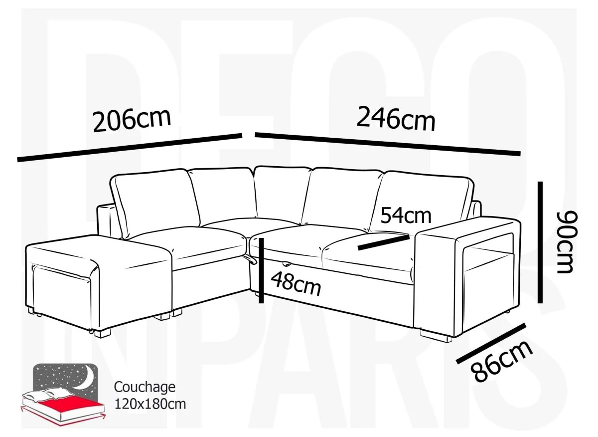 Canapé d'angle convertible en tissu gris foncé ALBAN - Angle gauche - Image 9