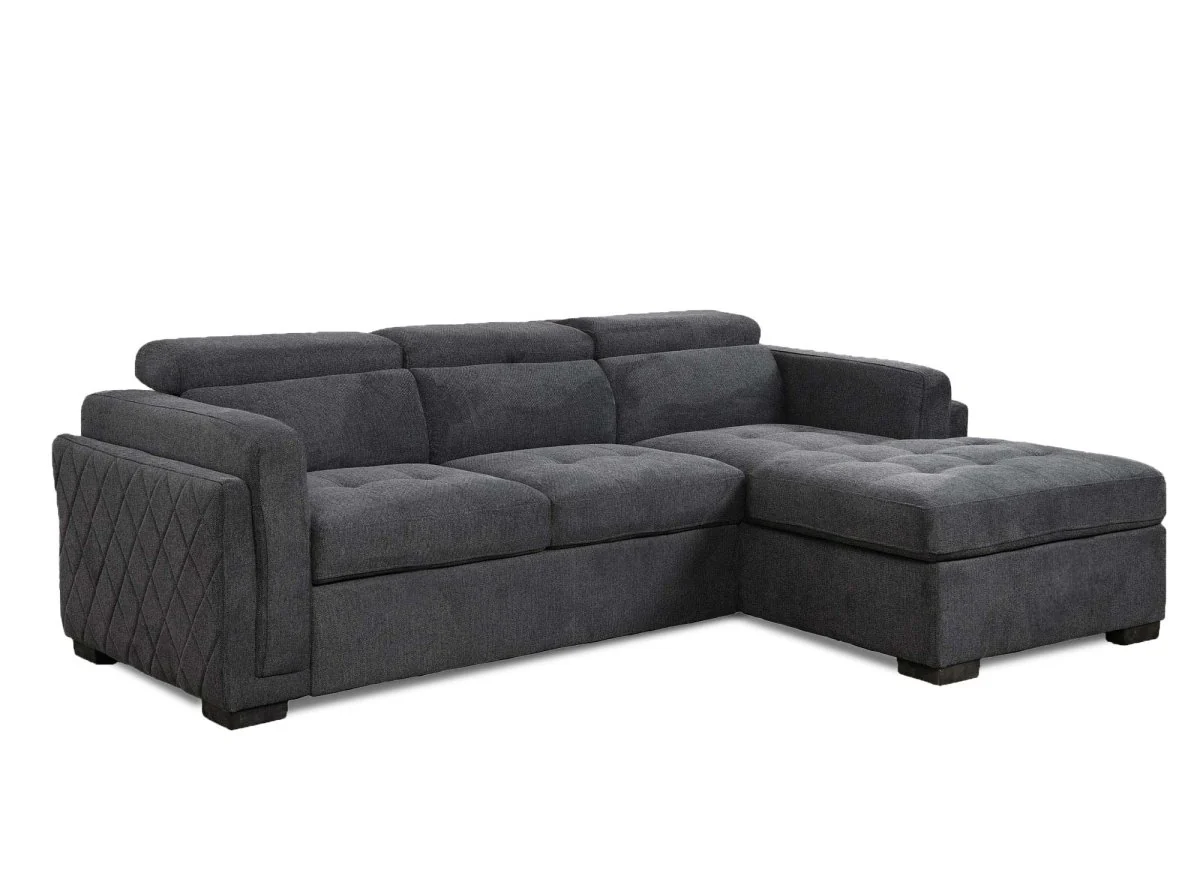 Canapé d'angle convertible en tissu gris foncé CHANDLER - Angle droit - Image 5