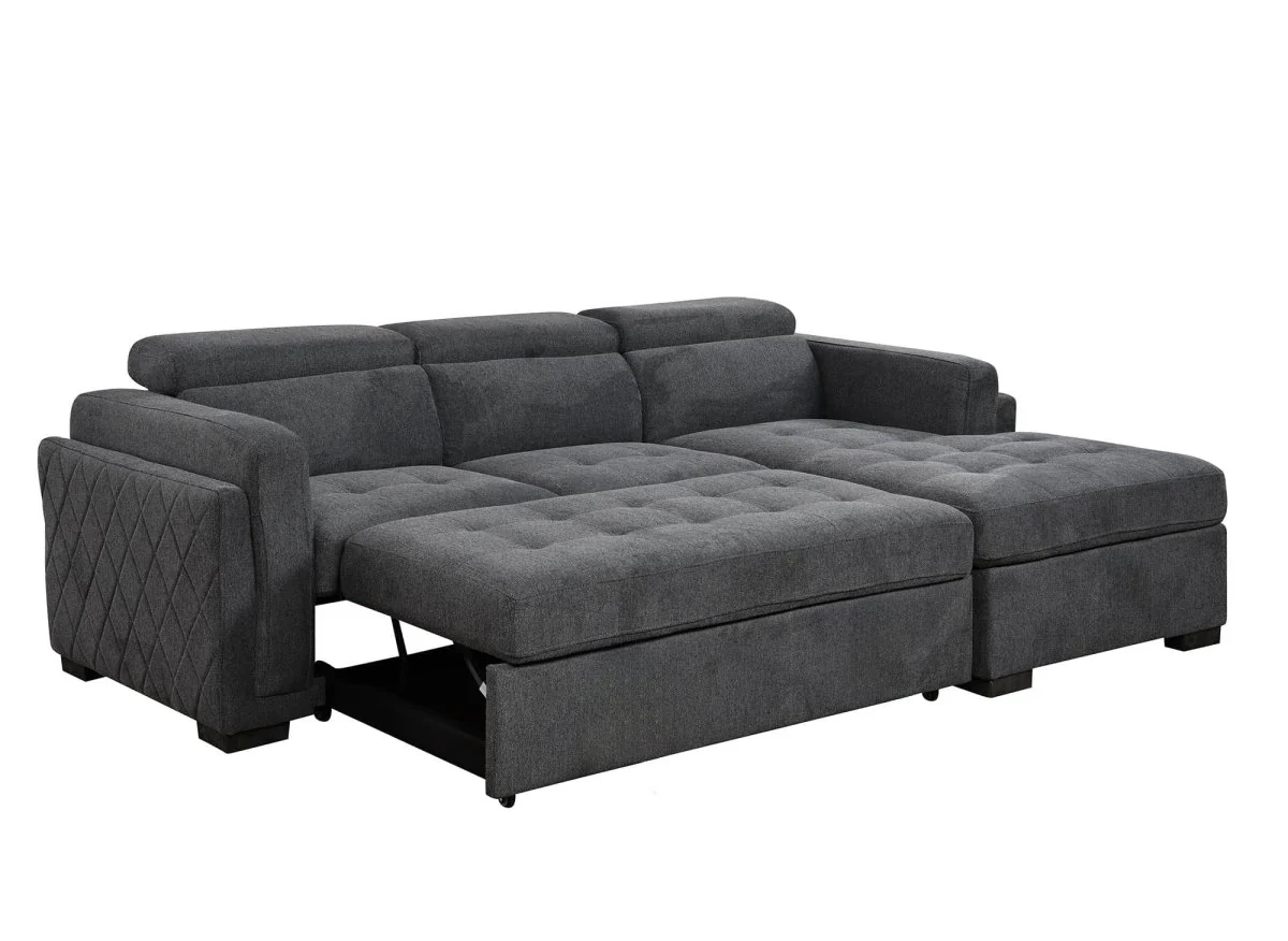 Canapé d'angle convertible en tissu gris foncé CHANDLER - Angle droit - Image 6